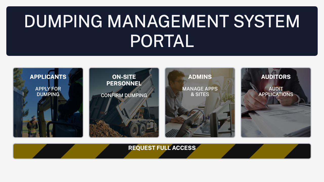 Dirt Deposit Manager portal